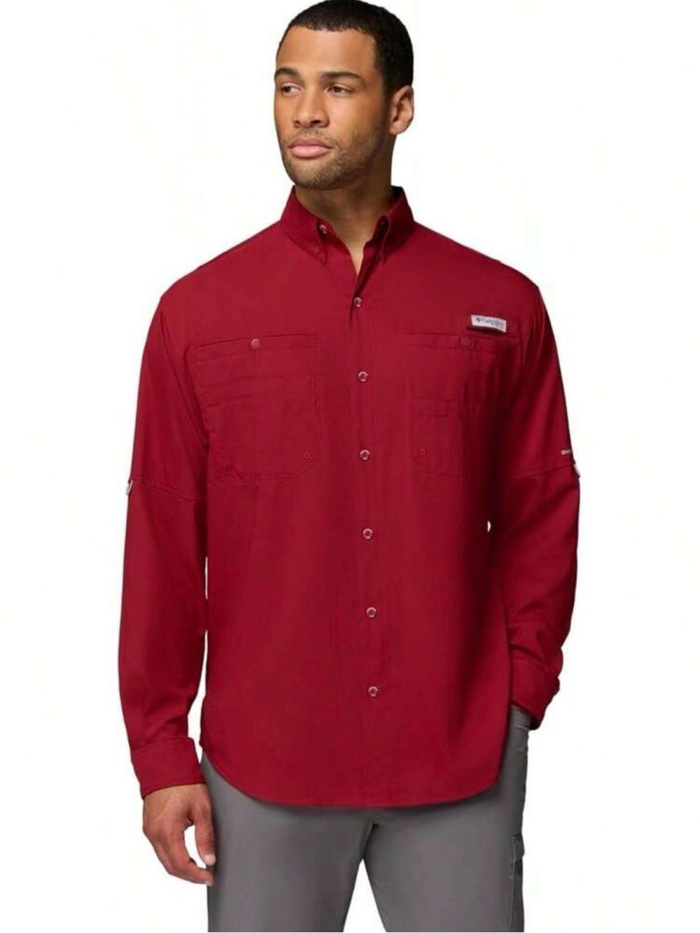 Men's Columbia PFG Tamiami II Long Sleeve Shirt - Size XXL - Dark Red